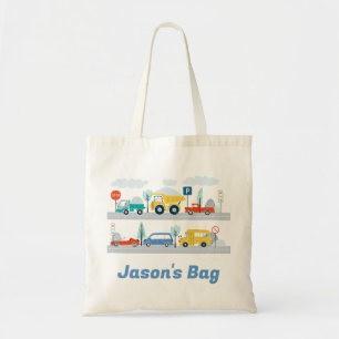 Boys Personalized Transport Vehicles Tote Bag