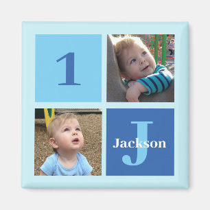Boys Photo Collage Custom Blue Kids Photograph Magnet