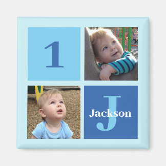 Boys Photo Collage Custom Blue Kids Photograph Magnet
