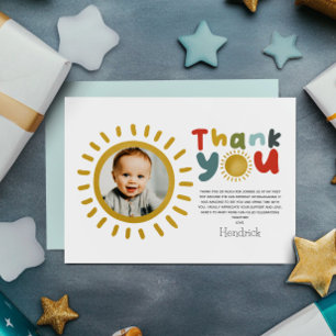 Boys Photo First Trip Around The Sun Birthday Thank You Card