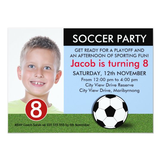 Boys Photo Soccer Birthday Invitation Zazzle.co.uk