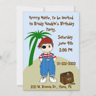 Boy's Pirate Party Invitation