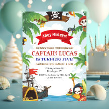 Boys Pirate Ship Birthday Invitation
