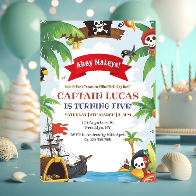 Boys Pirate Ship Birthday Invitation (Creator Uploaded)