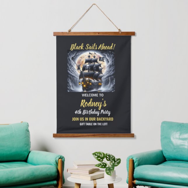 Boys Pirate Theme Birthday  Hanging Tapestry (Living Room)