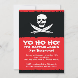 Boys Pirate Themed Birthday Party Invitation