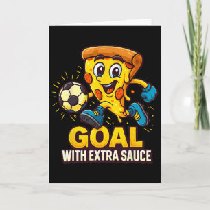 Boys Pizza Theme Funny Soccer Goal Card