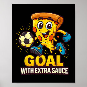 Boys Pizza Theme Funny Soccer Goal Poster