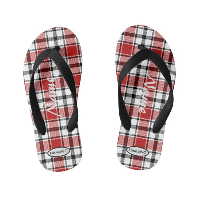 Boy's Plaid Flip-flops HAMbWG Kid's Flip Flops (Footbed)