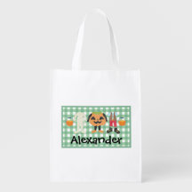 Boys Plaid Trick or Treat Halloween Bag