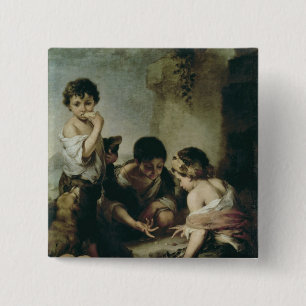 Boys Playing Dice, c.1670-75 15 Cm Square Badge