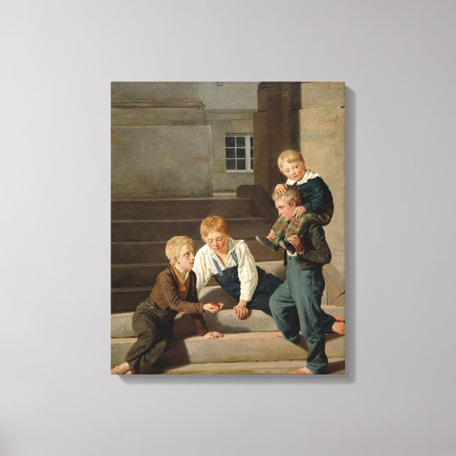 Boys Playing Dice in Front of Christiansborg Canvas Print (Front)