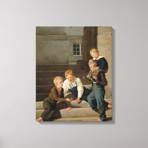 Boys Playing Dice in Front of Christiansborg Canvas Print