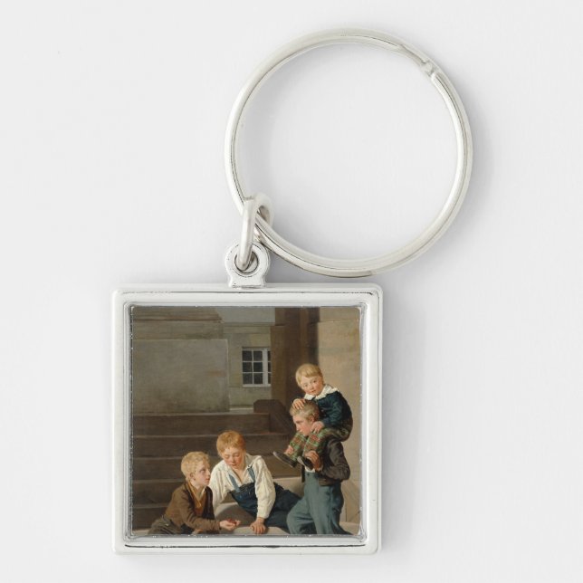 Boys Playing Dice in Front of Christiansborg Key Ring (Front)