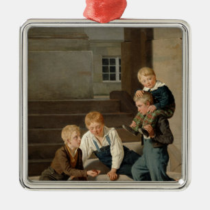 Boys Playing Dice in Front of Christiansborg Metal Tree Decoration