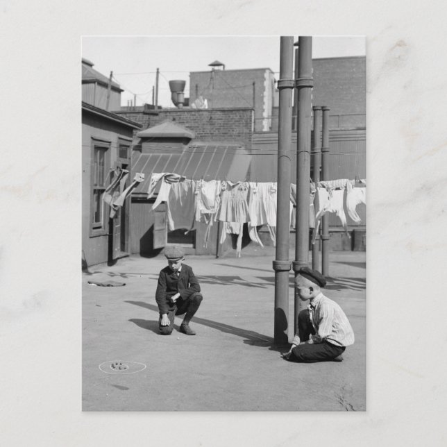Boys Playing Marbles, early 1900s Postcard (Front)