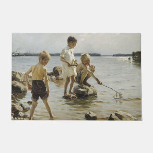 Boys Playing on the Shore (by Albert Edelfelt) Doormat