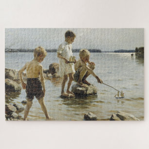 Boys Playing on the Shore (by Albert Edelfelt) Jigsaw Puzzle