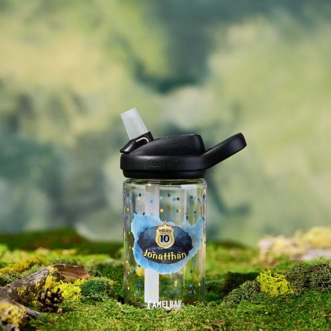 Boy's Police Officer Blue Hat Water Bottle (Outdoor (Rotated))
