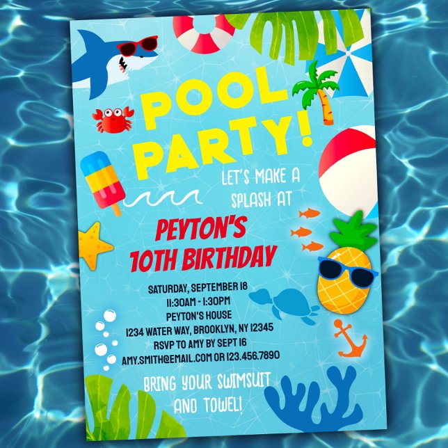 Boys Pool Party Birthday Invitation (Creator Uploaded)