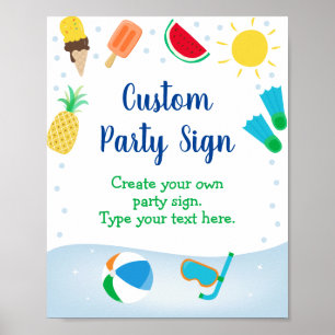 Boys Pool Party Birthday Sign