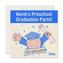 Boy's Preschool Kindergarten Grad Party Invitation