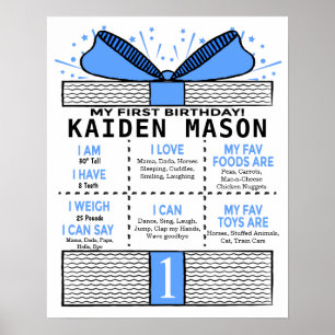 Boys Present Gift Box 16x20 Template 1st Birthday Poster