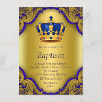 Boys Prince Baptism Royal Blue and Gold Crown