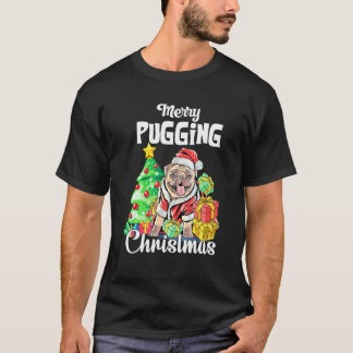 Boys Pugmas Merry Pugging Christmas Tree Dog Santa T-Shirt