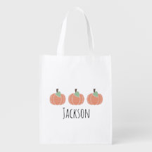 Boys Pumpkin Trio Trick or Treat Halloween Bag
