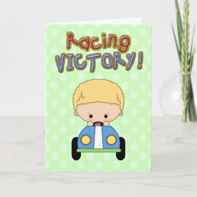 Boy's Race Car Birthday Greeting Card (Front)