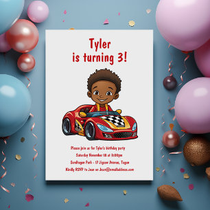 Boys Race Car Kids Birthday Party Invitation