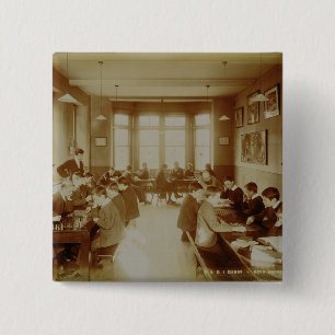 Boy's Recreation Room at the Deaf and Dumb Institu 15 Cm Square Badge