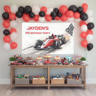 Boys Red Racing Car Birthday Party Banner