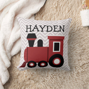 Boys Red Train Personalised Pillow