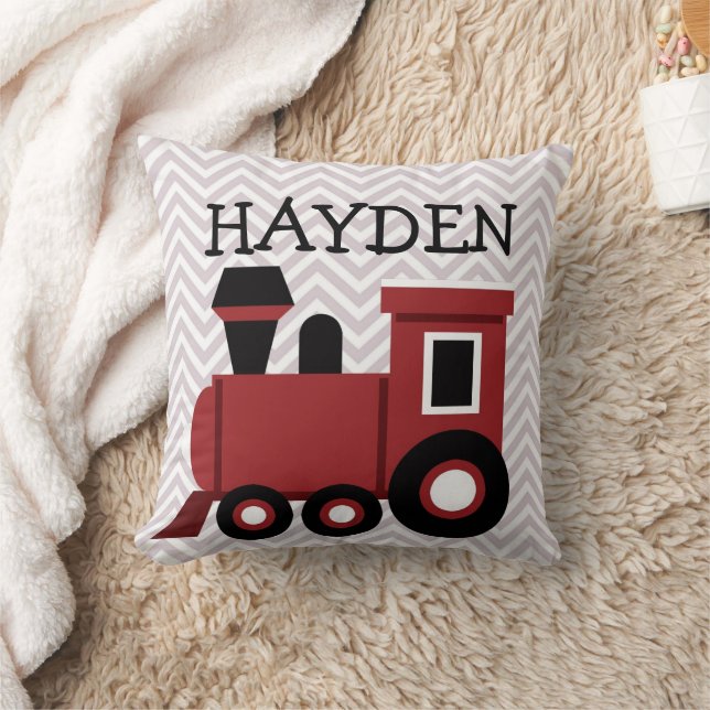 Boys Red Train Personalised Pillow (Blanket)
