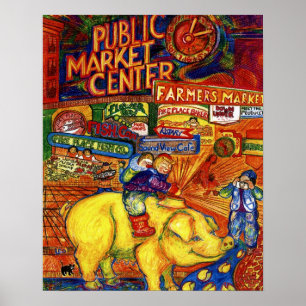 Boys Riding Pig Poster