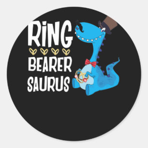 Boys Ring Bearer Dinosaur Rex Wedding Party Classic Round Sticker