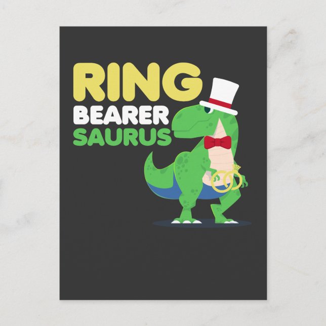 Boys Ring Bearer Dinosaur Rex Wedding Party Postcard (Front)