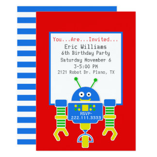 robot birthday invitations