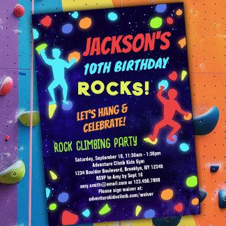 Boys Rock Climbing Birthday Party Invitation