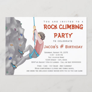 Boys Rock Climbing Birthday Party Invitations