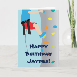 Boy's Rock Wall Climbing Birthday Party Card