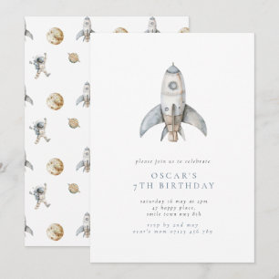 Boy's Rocket Minimalist Space Birthday Party Invitation