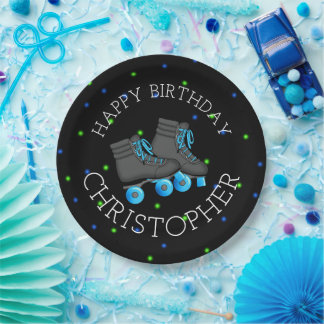 Boy's Roller Skate Birthday Party Paper Plate