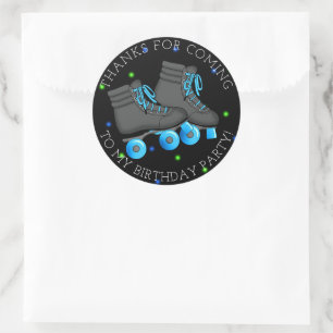 Boy's Roller Skate Birthday Thank You Classic Round Sticker