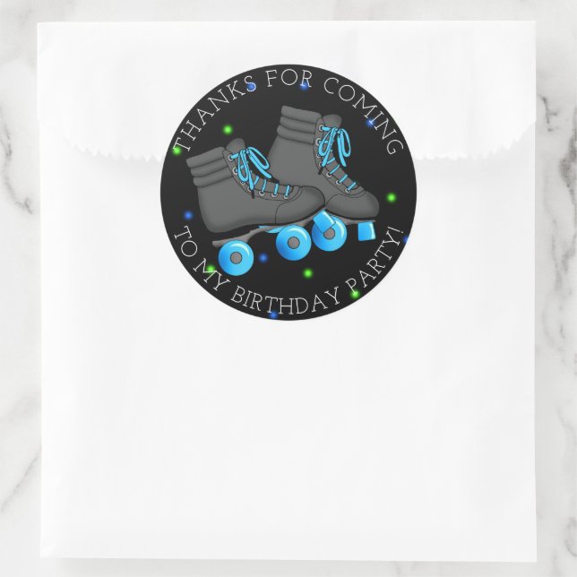 Boy's Roller Skate Birthday Thank You Classic Round Sticker (Bag)