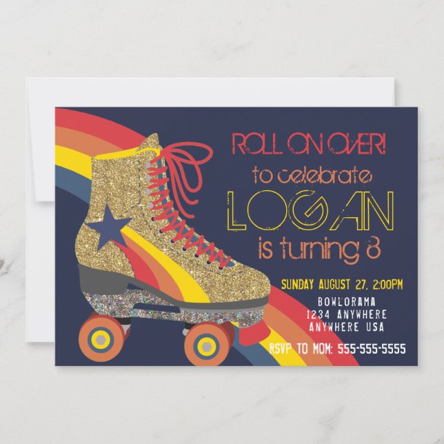 Boys Roller Skating Party, skate, roller disco Invitation (Front)