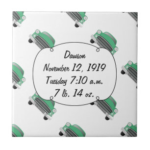 Boys Room Classic Car Gifts Sweet Green Retro Car Tile