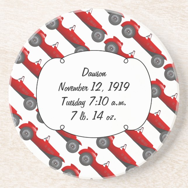 Boys Room Classic Car Gifts Sweet red Retro Car Coaster (Front)